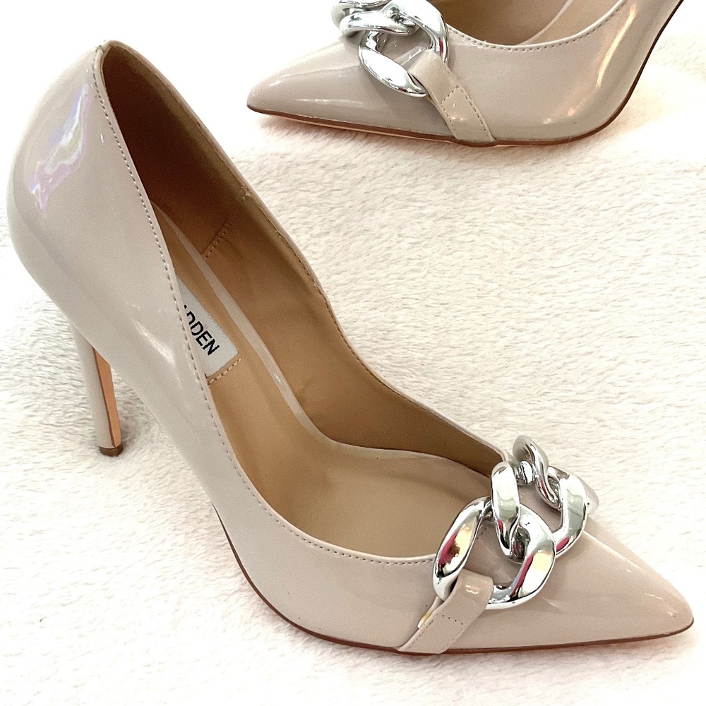 NUDE TAUPE STEVE MADDEN ZILDA DRESSY POINTED TOE HIGH HEEL SHOE Sz 6.5 - Picture 3 of 16